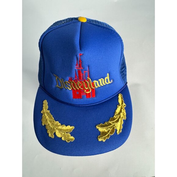 Disneyland Vintage Blue & Gold Trucker Hat With Adjustable Snapback - Picture 16 of 16